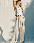The Tara Linen Vest + Pants Set - Sold Separately
