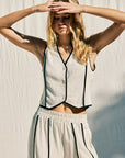 The Tara Linen Vest + Pants Set - Sold Separately