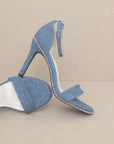 The Leighton Denim Studded Heels *Runway Exclusive*