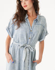 The Winry Denim Midi Shirt Dress
