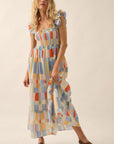 The Maribel Watercolor Flutter Sleeve Maxi Dress