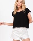 The Black Mossy Boxy Top