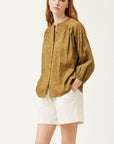 The Lilia Olive Floral Cotton Blouse