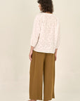 The Lilia Off White Floral Cotton Blouse