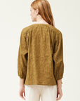 The Lilia Olive Floral Cotton Blouse