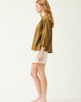 The Lilia Olive Floral Cotton Blouse
