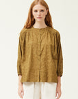 The Lilia Olive Floral Cotton Blouse