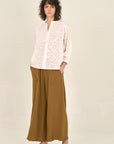 The Lilia Off White Floral Cotton Blouse