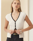 The Irena Black Contrast Knit Top