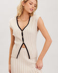 The Irena Black Contrast Knit Top
