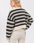 The Stacia Black Striped Fuzzy Sweater