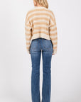 The Stacia Taupe Striped Fuzzy Sweater