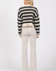 The Stacia Black Striped Fuzzy Sweater