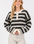 The Stacia Black Striped Fuzzy Sweater