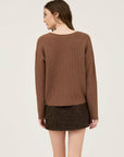 The Preya Mocha V-neck Sweater