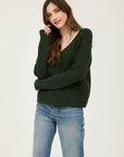 The Preya Hunter Green V-neck Sweater