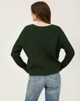 The Preya Hunter Green V-neck Sweater