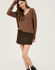 The Preya Mocha V-neck Sweater