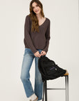 The Preya Charcoal V-neck Sweater