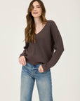 The Preya Charcoal V-neck Sweater