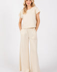 The Sirena Cream Lounge Top + Pant Set - Sold Separately