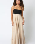 The Delyse Black Colorblock Maxi Dress