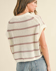The Nila Dolman Mauve Stripe Knitted Top
