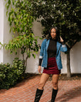 The Marcy Cherry Suede Mini Skirt