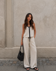 The Alba Linen Contrast Top + Pant Set - Sold Separately