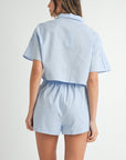 The Aayla Light Blue Embroidered Shirt + Shorts Set - Sold Separately