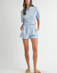 The Aayla Light Blue Embroidered Shirt + Shorts Set - Sold Separately