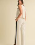 The Alba Linen Contrast Top + Pant Set - Sold Separately