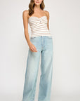 The Alora Taupe Striped Tube Top