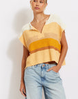 The Amber Striped Patch Cap Sleeve Sweater