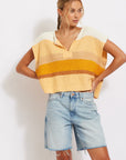 The Amber Striped Patch Cap Sleeve Sweater