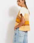The Amber Striped Patch Cap Sleeve Sweater