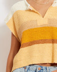 The Amber Striped Patch Cap Sleeve Sweater