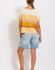 The Amber Striped Patch Cap Sleeve Sweater