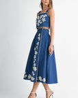 The Amina Embroidered Crop Top + Midi Skirt Set - Sold Separately