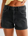 The Andie Black Denim Classic Hem Shorts