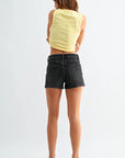 The Andie Black Denim Classic Hem Shorts