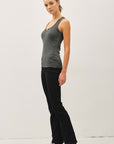 The Andy Charcoal Notched Tank Top