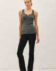 The Andy Charcoal Notched Tank Top