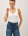 The Andy Off White Notched Tank Top