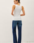 The Andy Off White Notched Tank Top