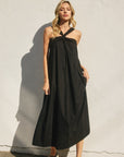 The Angeni Black Halter Maxi Dress