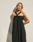 The Angeni Black Halter Maxi Dress