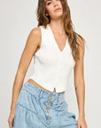 The Anya Off White Buttoned Vest