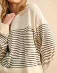 The Arden Mocha Striped Sweater Top