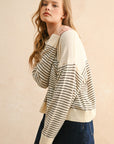 The Arden Mocha Striped Sweater Top